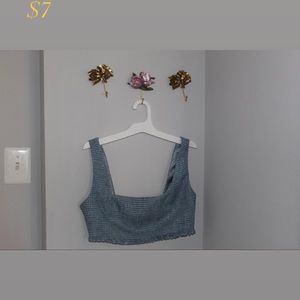 Steel blue tweed crop top